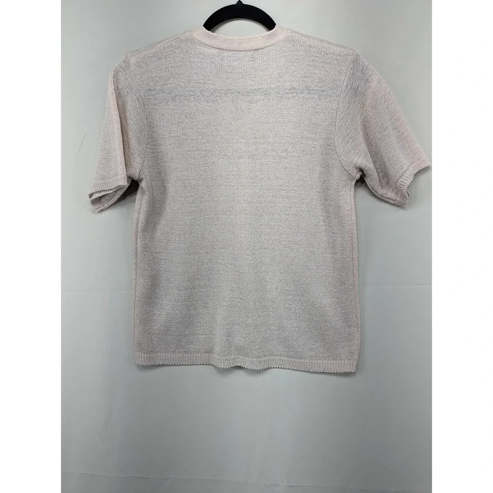 Sag Harbor Petite Beige Button Down Short Sleeve Knit Cardigan‎ Top